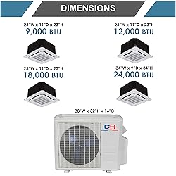 Tri 3 Zone Ductless Mini Split Ceiling Cassette Air