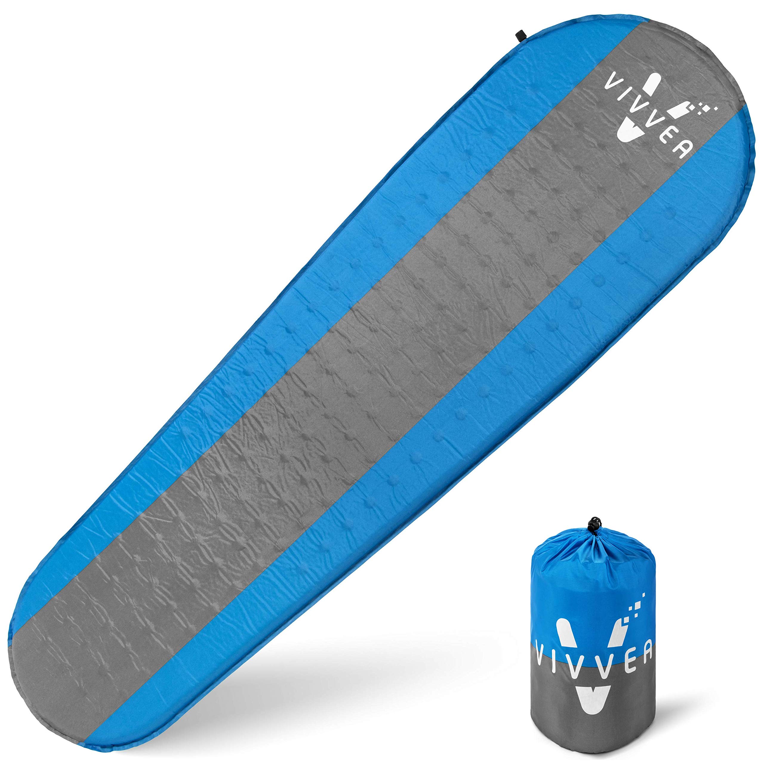 VIVVEASelf Inflating Lighweight Sleeping Pad - Compact, Thick and Durable -Ideal for Outdoor Camping, Hiking and Backpacking -Self-Inflating Sleep Pad is Sleeping Bags. No Air Leakage