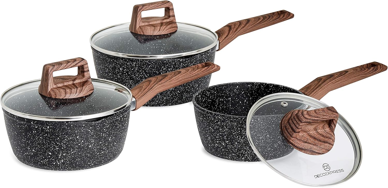 Deco Express Saucepan Set, High Performance Induction 3 Pan Set with