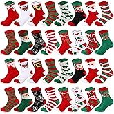 Suhine 32 Pairs Christmas Fuzzy Socks Bulk for Women 15 Style Adult Christmas Holiday Socks Winter Family Friends Warm Gifts