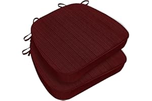 LOVTEX Chair Cushions for Dining Chairs, Kitchen Chair Cushions Set of 2, Memory Foam Chair Cushions with Ties, Non Slip Chair Pads for Dining Chairs, 17x16x2.5 inch, Burgundy