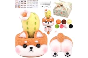 Pnytty Needle Felting Kit, Animal Felting Kit for Beginner Adults Include Felting Supplies and Video Tutorials for Felting Starters DIY Crafts, Home Decor and Gifts -Shiba Inu