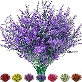 NOV FIRE Artificial Outdoor Lavender Flowers,10 Bundles Artificial Flowers Outdoor,UV Resistant Fake Flowers,Outside Faux Plastic Flowers Shrubs for Indoor Outside Decorations(Purple)