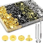 Juego de 100 botones a presión, cierres de cuero de 0.472 pulgadas, botones de metal con 4 herramientas de instalación, 4 col