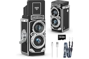 RUWAQART Vintage Mini Digital Camera - Retro Portable Point and Shoot Small TLR Reflex Style Cameras - Compact Autofocus Pocket Camera 1080P FHD Video 12MP with 16GB Card for Beginners Teens Adults Kids
