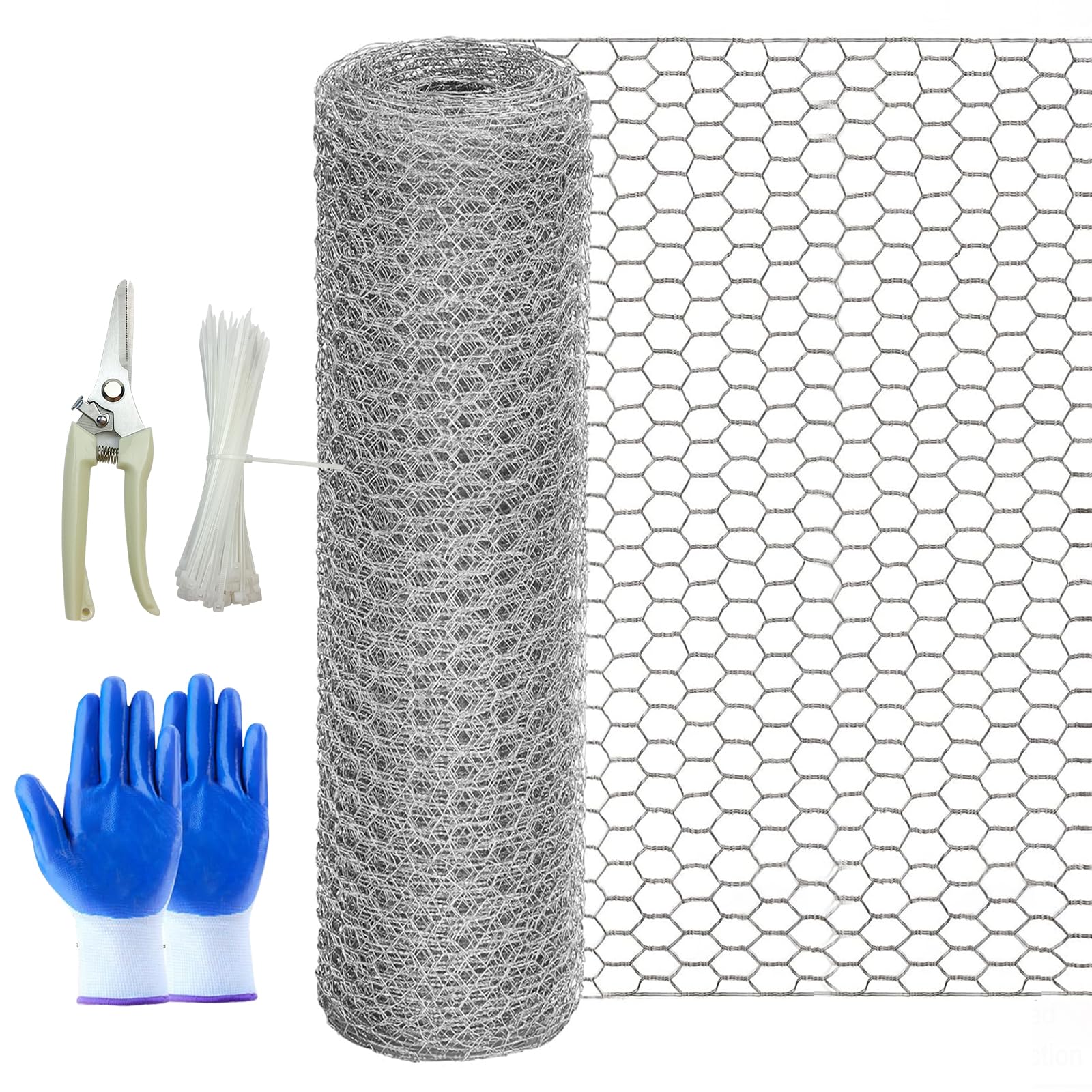 Photo 1 of 24 Rifny Chicken Wire Fencing, 24 Inch x 60 Feet Chicken Wire Mesh Roll for Garden Plants, 1 Inch Mesh Hexagonal Galvanized Metal Poultry Wire Netting for Chicken Coop Rabbit Dogs Barrier