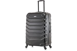InUSA ENDURANCE Luggage with Spinner Wheels | Durable Lightweight Hardside Suitcase, Spacious Travel Bag with Handle and Trolley | 24-Inch Medium Checked Luggage | Black