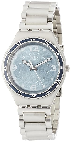 Swatch Herren Analog Quarz Uhr mit Edelstahl Armband YGS134G