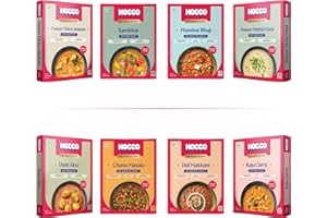 HOCCO | Ready to Eat Authentic Indian Meal Kit | Ready in 5 Mins | Vegetarian food | Sabji | Paneer | South Indian | No Preservatives | Preservative free | Travel Meal | Quick Healthy Meal | No Added flavors, Microwavable Microwave friendly | Natural Ingredients | Variety Combo | Palak Paneer | Paneer Tikka | Masala | Chana Masala | Pav Bhaji | Street Food | Mumbai Bhaji | Rajma | Sambar Idly (Pack of 8, Variety Combo)