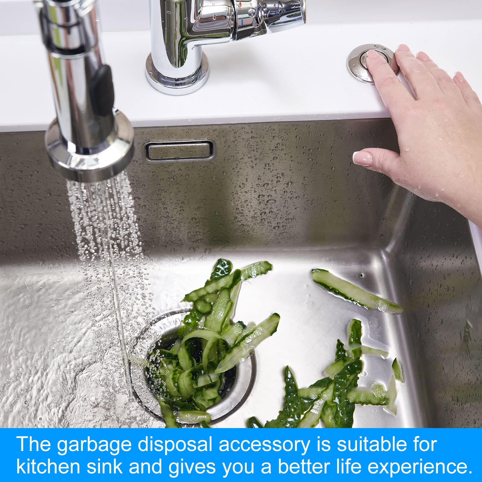 MECCANIXITY Garbage Disposal Air Switch Button 25mm Dia 304 Stainless Steel Self Locking for Sink Top Waste Disposer