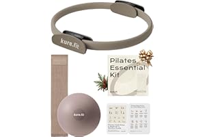 KURE.FIT Home Pilates Essentials Kit for Women | Pilates Ring, Mini Ball, Booty Band Set | Pilates Equipment Starter Set in Gift Box | Workout Guide Included