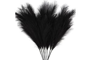 ZIFTY 7-Pcs 38"/3.1FT Black Pampas Grass Large Tall Fluffy Artificial Fake Black Flowers Gothic Decor Bulrush Reed Grass Black Decor for Bedroom Bathroom Wedding (Black)
