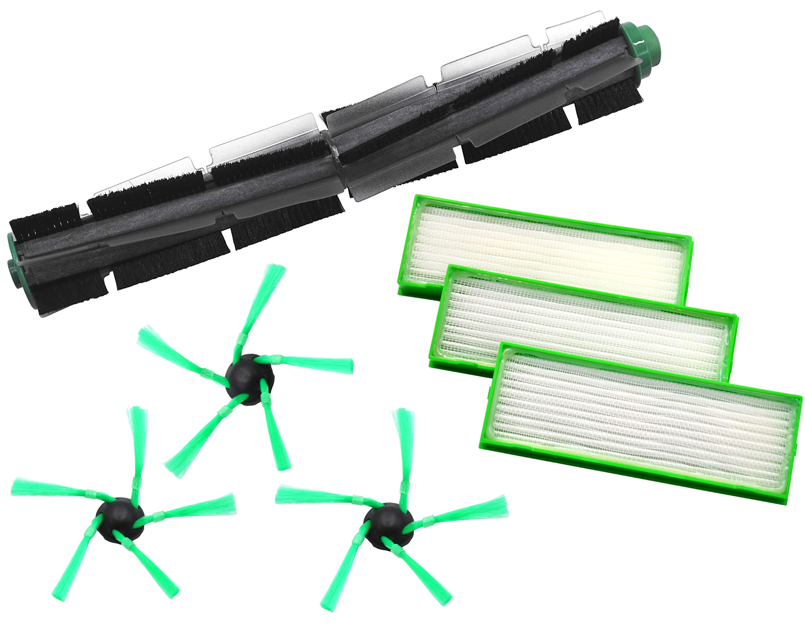 1 round brush, 3 side brushes, 3 filters, suitable for Vorwerk VR200 VR300 VR 200 300.