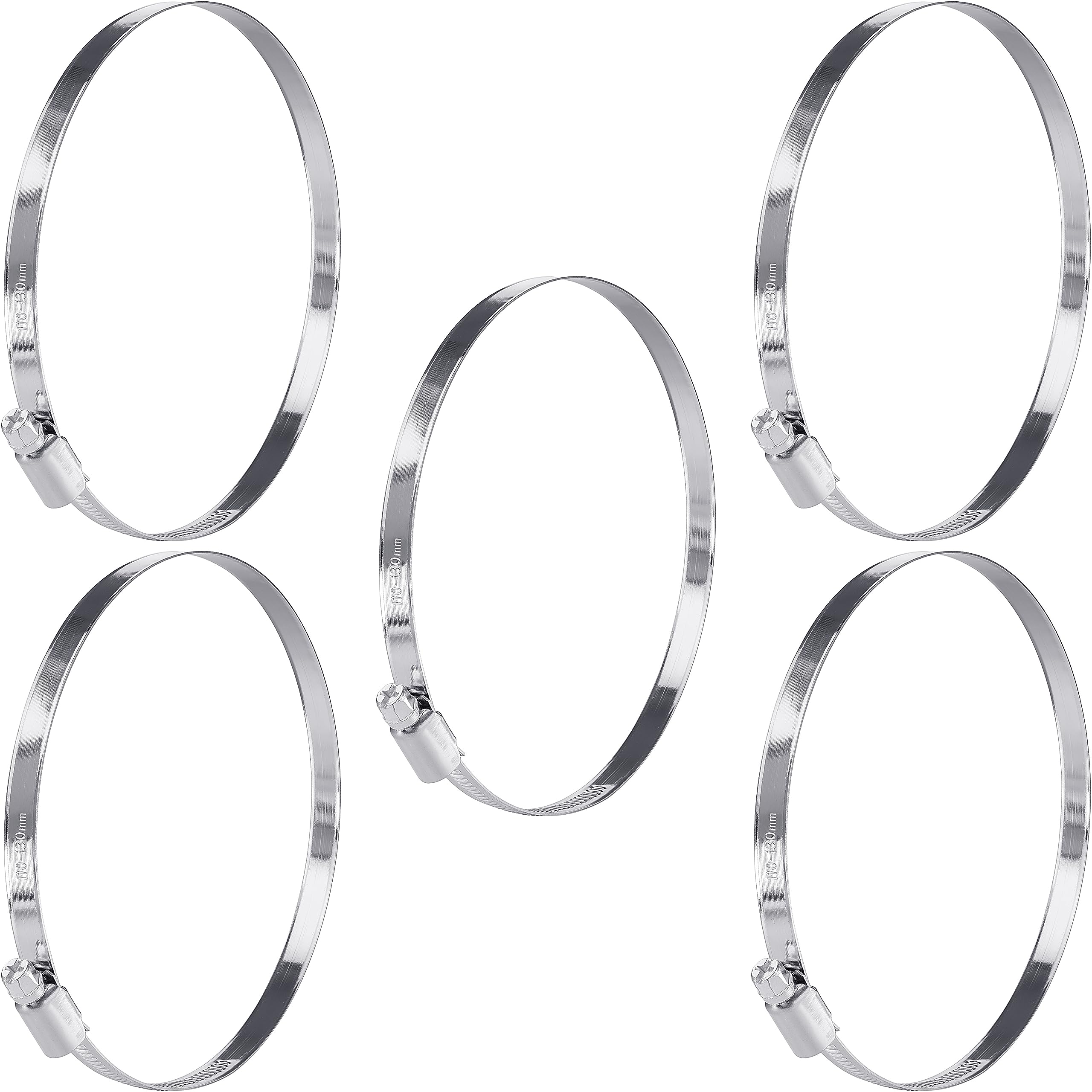Poppstar Stainless Steel Hose Clamps 110-130 mm with Width 9 mm (5 Pieces)