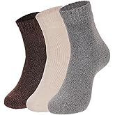 cnomg 3 Pairs Wool Boots Socks for Women Solid Mid-calf Socks Warm Winter Thermal Thick Hiking Work Socks Cozy Gifts