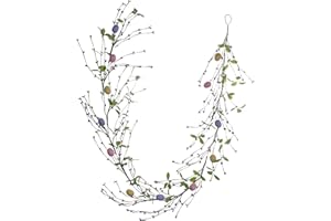 JINGHONG Easter Garland,5FT Artificial Easter Egg Garlands with Colorful Pip Berries and Green Leaves Easter Egg Decorations for Easter Home Decor (Multicolor_2nd)