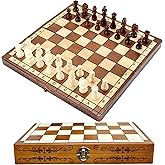 Syrace Folding Hand Crafted Wooden Chess Set Chess Board for Kids and Adults 30 x 30 CM