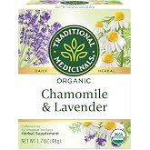Traditional Medicinals Organic Chamomile &amp; Lavender, 32 Tea Bags | Chamomile Tea Supporting Stress Relief and Relaxation, Kosher, Non-GMO, Caffeine-Free, Compostable