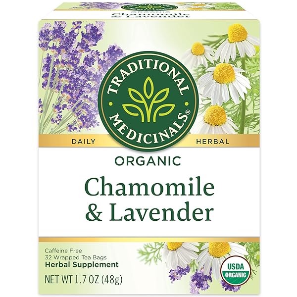 TRADITIONAL MEDICINALS TEA, ORGANIC CHAMOMILE & LAVENDER, STRESS RELIEF, 32 TEA BAGS