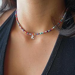 Yoosteel Beaded Initial Necklaces for Girls