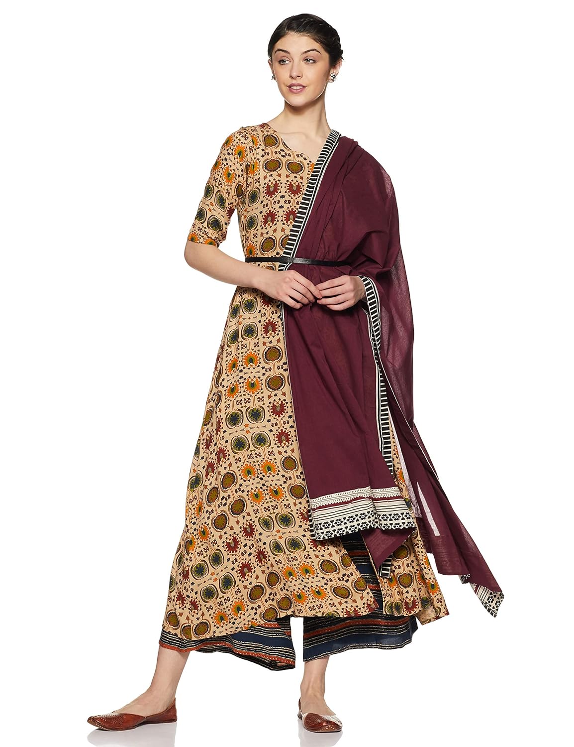 w for woman women's dupatta (19few80135-211334_maroon_wfs)