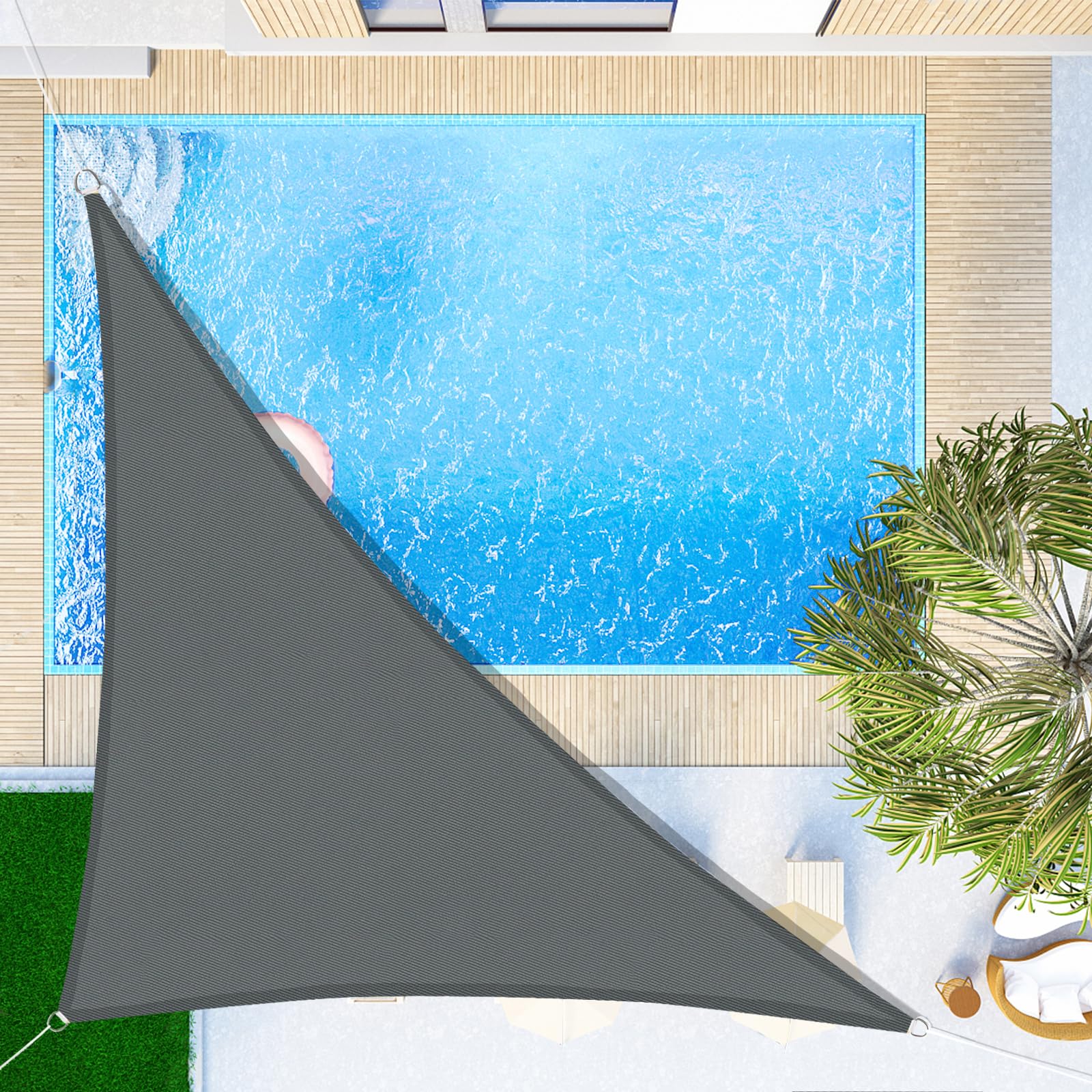 SUNNY GUARD Sun Shade Sail Triangle 3x3x4.25m Waterproof UV Block for Garden Outdoor Patio - Anthracite — image 1