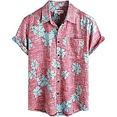 VATPAVE Mens Front Pocket Hawaiian Shirts Casual Floral Shirts Short Sleeve Button Down Beach Tropical Shirts