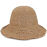 Womens Wide Brim Straw Sun Hat Foldable Floppy Crochet Beach Hat for Summer