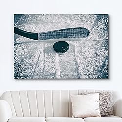 wall26 Canvas Print Wall Art Hockey Stick & Puck on