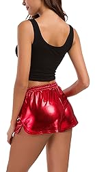 Tandisk Women's Yoga Hot Shorts Shiny Metallic