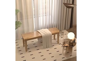 Wilk Wooden Entryway Bench, 47’’ Indoor End of Bed Bench, 100% Solid Oak Wood (Nature)