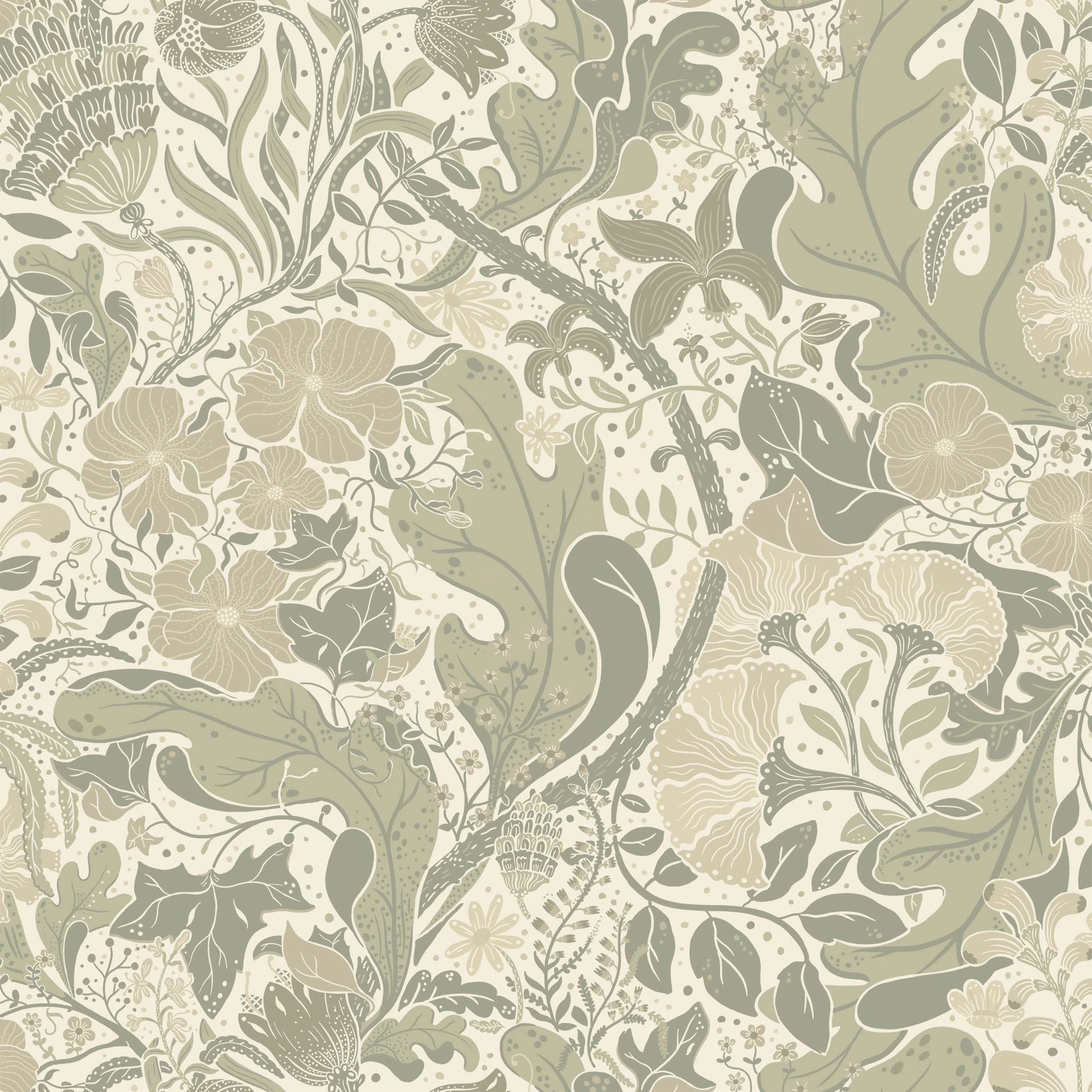 Galerie S83105 Sommarang Swedish Flowers and Leaves Wallpaper, Cream, 10.05m x 53cm