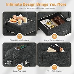 Dresegmt Loveseat Recliner Sofa Set, Flip Middle
