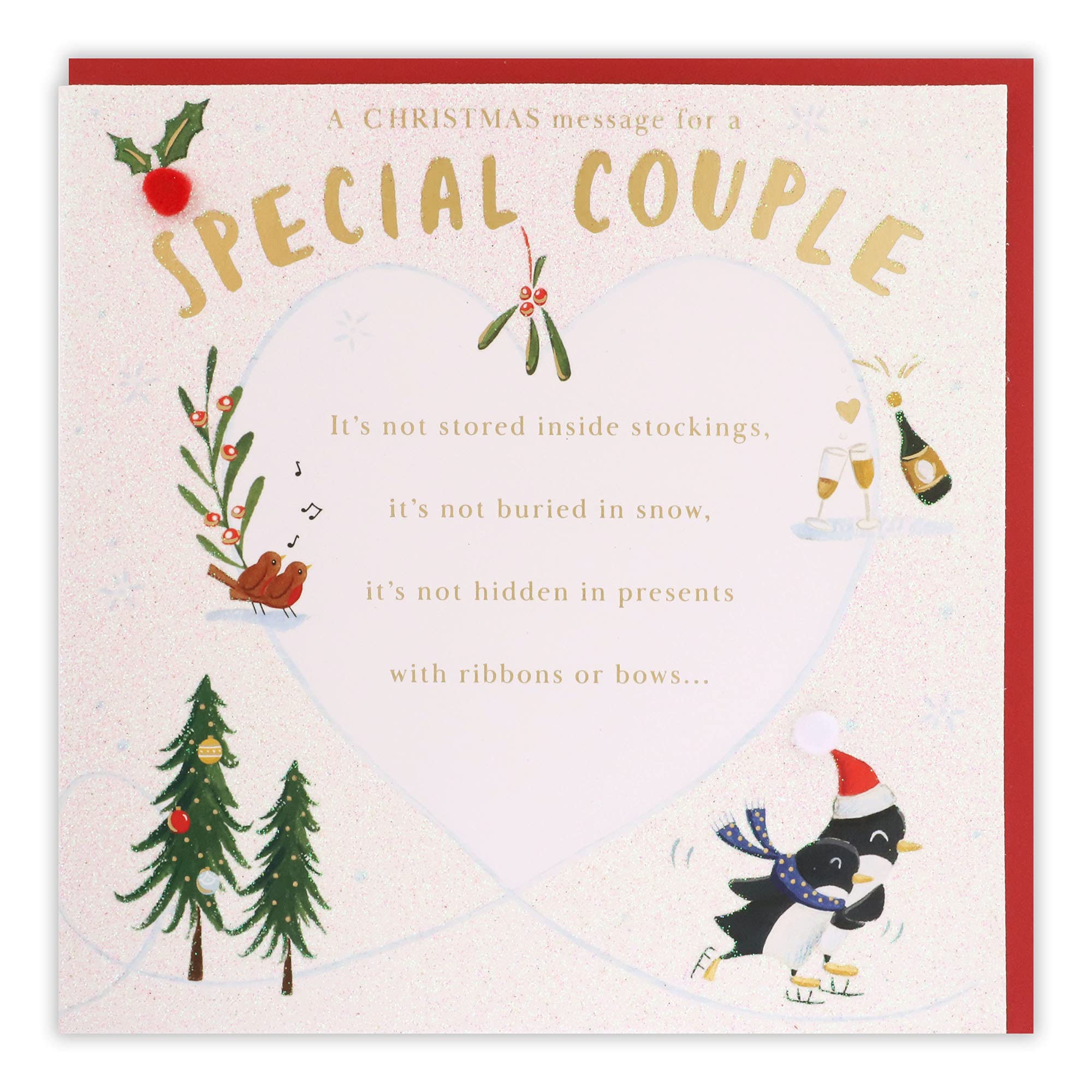 Clintons: Skating Peguins To Special Couple Christmas Card, Multi-Colour, 165 x 165, 1170575