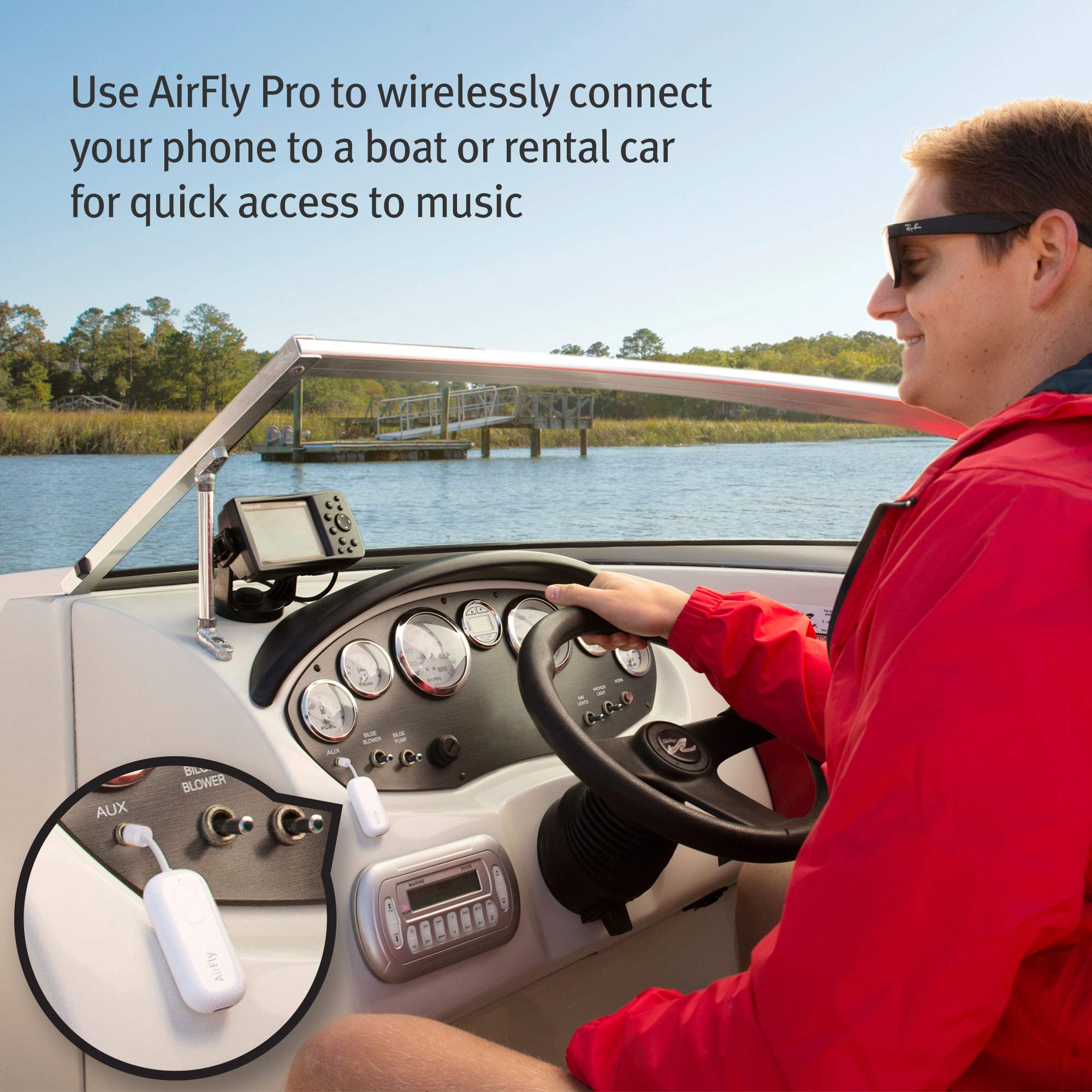 Twelve South AirFly Pro Deluxe | Bluetooth Wireless Audio Transmitter/Receiver for up to 2 AirPods/Wireless Headphones Use with 3.5mm Audio Jack; International Headphone Adapter & Travel Case