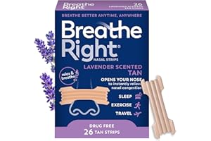 Breathe Right Nasal Strips Lavender Scent Extra Strength Tan Nasal Strips Help Stop Snoring Drug-Free Snoring Solution & Nasal Congestion Relief Caused By Colds & Allergies 26ct (packaging may vary)