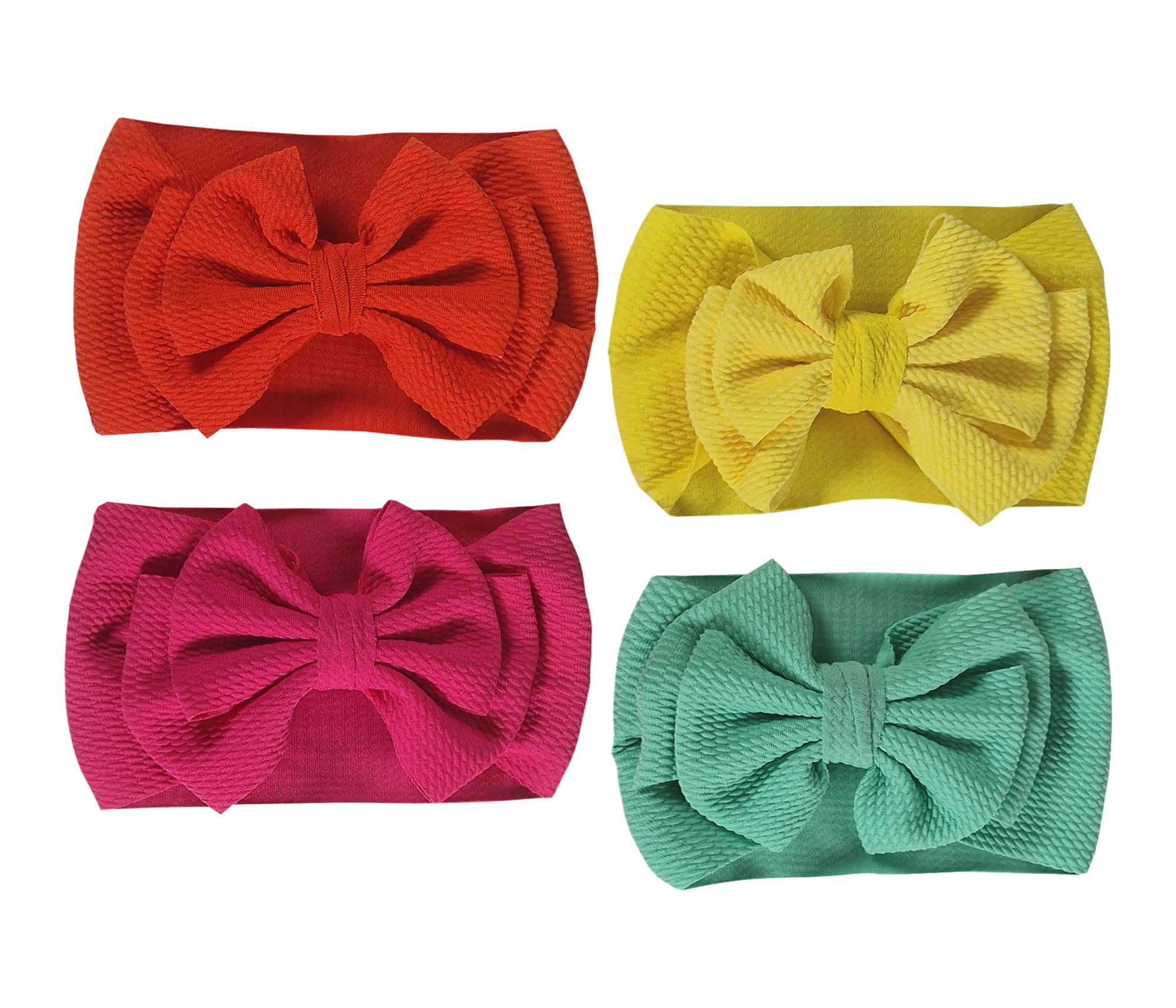 ROYAL ICON Baby Headbands for Baby Girls - Luxuriously Soft Comfortable Baby Bows and Headbands - Ideal for Keeping Little Princess Fashionable with Baby Girl Bows and Headbands (Pattern 10 (PK4))