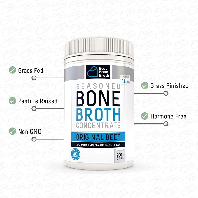Bone Broth Concentrate Premium Beef Bone Broth Concentrate Maximized Nutrition Bone Broth On The Go No Hormones Or Additives Delicious Natural Flavor Sourced From Au Nz Beef 9 17oz Grocery Gourmet Food Amazon Com