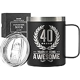 Onebttl 40th Birthday Gifts for Men, Birthday Gifts for Man, 12oz Stainless Steel Coffee Mug, Awesome