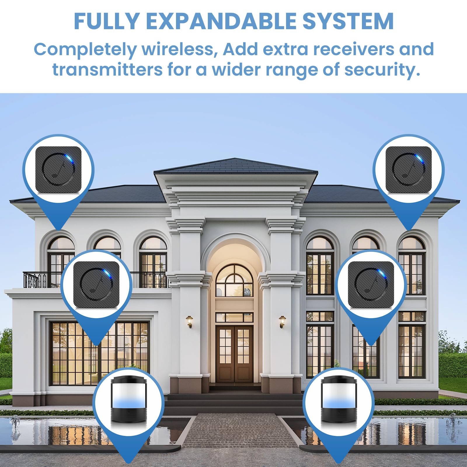 Wireless Motion Sensor Mini Size - Motion Detector Alarm Chimes Door Sensor with LED Light 500 FT Range Commercial Door Entry Alert, Caregiver Reminder for Elderly, Visitor Bell Dinger