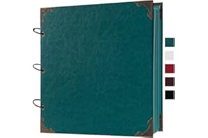 potricher 10 x 10 Inch Leather Hardcover 80 Pages DIY Scrapbook Photo Album Blank Craft Paper Wedding Anniversary Family Photo Scrapbook Album (Blue, 10 x 10 Inch)