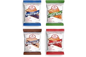 Betty Lou's Fruit Bars & PB&J Bars Variety Pack, Gluten Free, Vegan, Non GMO, Deliciously Healthy Fall Snacks, Individually Wrapped, 2oz Each (12 Pack)