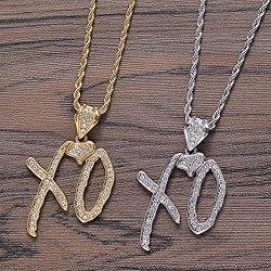 Unise High Hip Hop XO Letter Pendant Necklace For