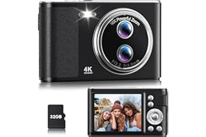NEMUTA Digital Camera, 48MP FHD 1080P Point and Shoot Camera with 16x Zoom, Anti Shake Compact Portable Camera for Photography with 32GB Card, Autofocus Camara for Kids, Beginners, Teens, Black