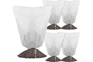 Gardzen 5-Pack Plant Cover Drawstring Tree Cover, Winter Freeze Plant Protection, Tree Jacket Frost Blanket for Outdoor Plants, 31" x 40"