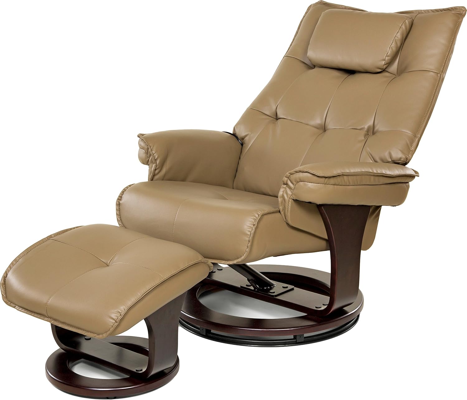 Relaxzen 8-Motor Massage Recliner with Lumbar Heat and Ottoman, Mocha Brown