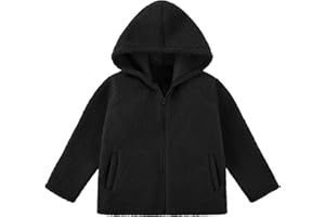 AlisOker Boys and Toddlers' Polar Fleece Full-Zip Hooded Jacket with Pockets Warm Winter Fall Fleece Lined Outerwear for Kids