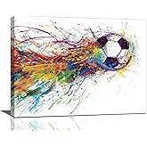 Quorin Banksy Soccer Wall Art Sport Street Graffiti Pictures Colorful Soccer Sports Wall Decor Canvas Print Painting Artwork for Gym Bedroom Living Room 12"x16"