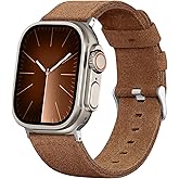 Bandsie Leather Band Compatible with Apple Watch Ultra 3/Ultra 2/Ultra Band 49mm 46mm 45mm 44mm 42mm for Men, Vintage Genuine Suede Leather Wristband Strap for iWatch Series 11 10 9 8 7 6 5 4 SE 3 2 1