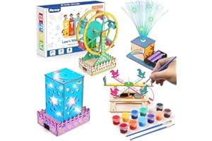 Poraxy 4 in 1 STEM Kits for Kids Ages 5-7 8-10 8-12,3D Wooden Puzzles, Science Project Model Craft Building Engineering Kit,STEM Toys for Ages 8-13,Birthday Gifts for Girls 6 7 8 9 10 11 12 Year Old